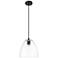 Crown Point Bristol 9"W Matte Black Cord Hung Pendant With Clear Shade
