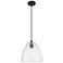 Crown Point Bristol 9"W Matte Black Cord Hung Pendant With Seedy Shade