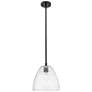 Crown Point Bristol 9"W Matte Black Stem Hung Pendant With Seedy Shade