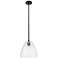 Crown Point Bristol 9"W Matte Black Stem Hung Pendant With Seedy Shade