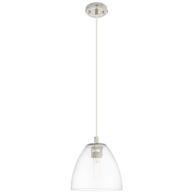 Image 1 Crown Point Bristol 9"W Polished Nickel Cord Pendant With Clear Shade