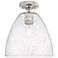 Crown Point Bristol 9"W Polished Nickel Flush Mount With Seedy Shade