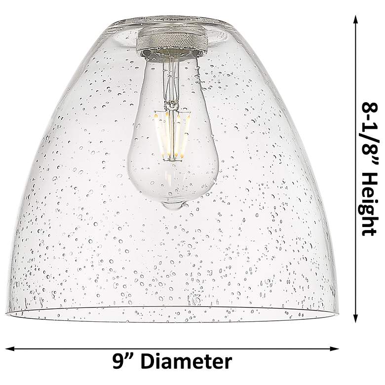 Image 2 Crown Point Bristol 9"W Polished Nickel Flush Mount With Seedy Shade more views