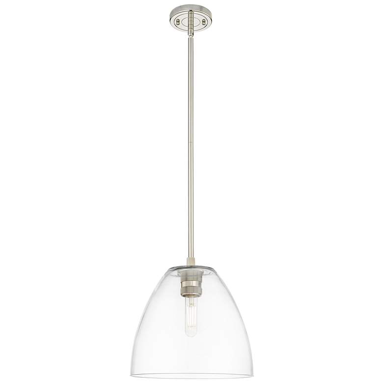 Image 1 Crown Point Bristol 9"W Polished Nickel Stem Pendant With Clear Shade