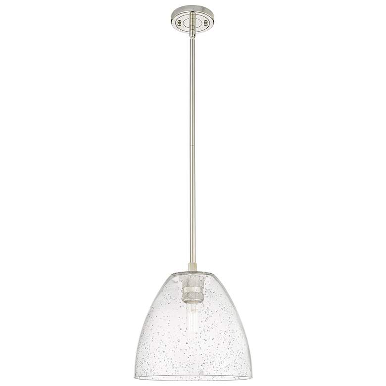 Image 1 Crown Point Bristol 9"W Polished Nickel Stem Pendant With Seedy Shade