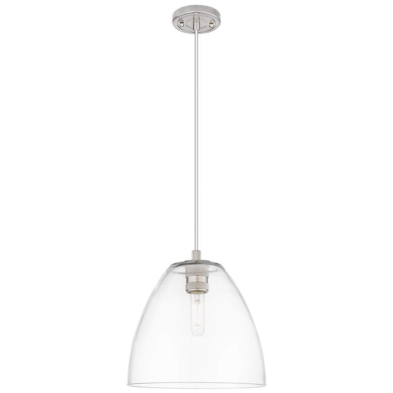 Image 1 Crown Point Bristol 9"W Satin Nickel Cord Hung Pendant With Clear Shade