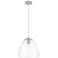 Crown Point Bristol 9"W Satin Nickel Cord Hung Pendant With Clear Shade