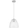 Crown Point Bristol 9"W Satin Nickel Cord Hung Pendant With Seedy Shade