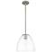 Crown Point Bristol 9"W Satin Nickel Stem Hung Pendant With Clear Shade