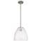 Crown Point Bristol 9"W Satin Nickel Stem Hung Pendant With Seedy Shade