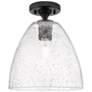 1_Crown Point Bristol 9" Wide Matte Black Flush Mount With Seedy Shade