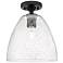 Crown Point Bristol 9" Wide Matte Black Flush Mount With Seedy Shade