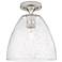 Crown Point Bristol 9" Wide Satin Nickel Flush Mount With Seedy Shade