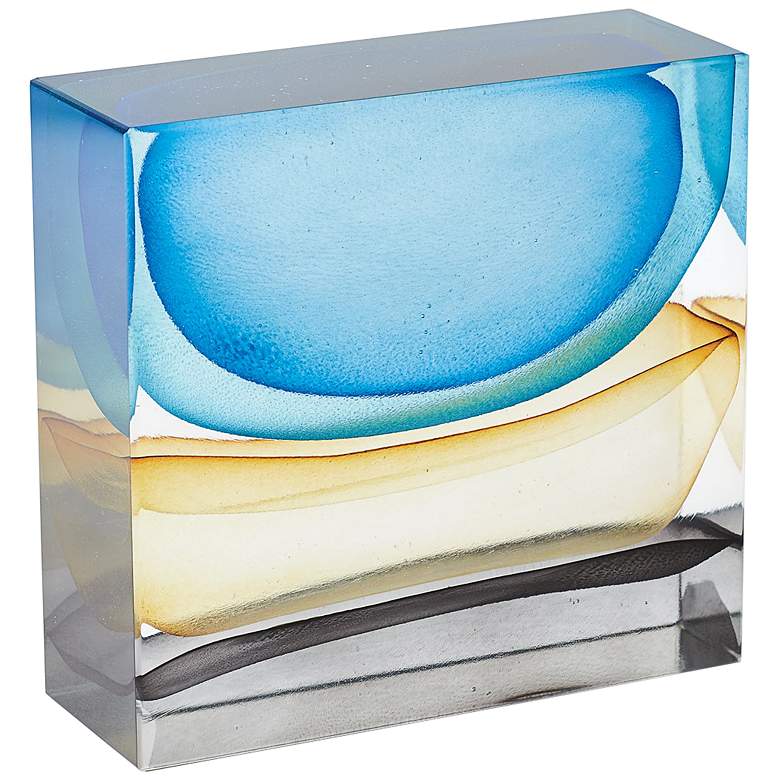 Image 1 Crown Storm 7 3/4" High Square Art Glass Block