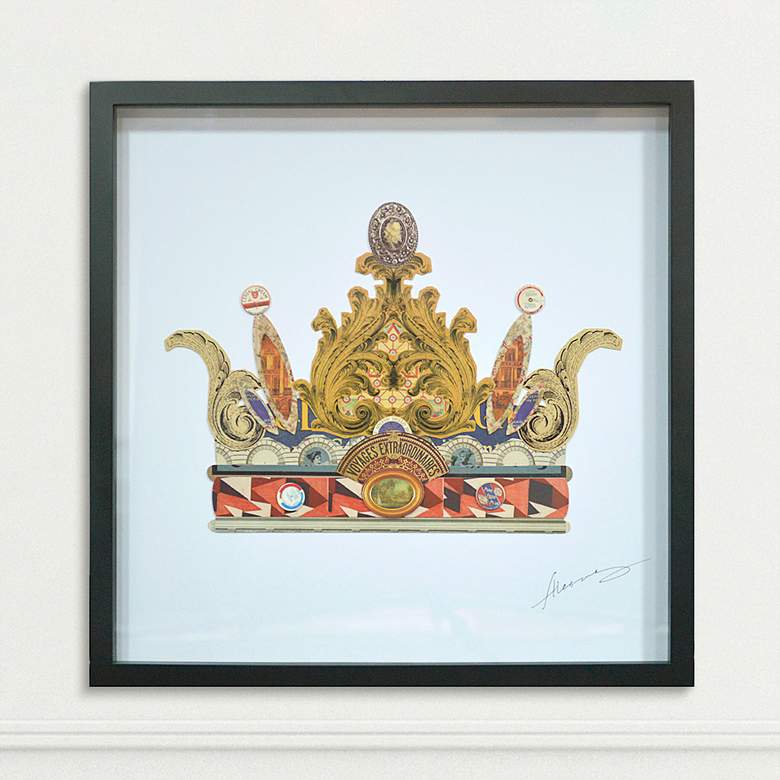 Image 1 Crown with Round Spires 30 inch Square Glass Framed Wall Art