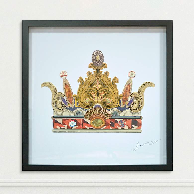 Image 1 Crown with Round Spires 30" Square Glass Framed Wall Art
