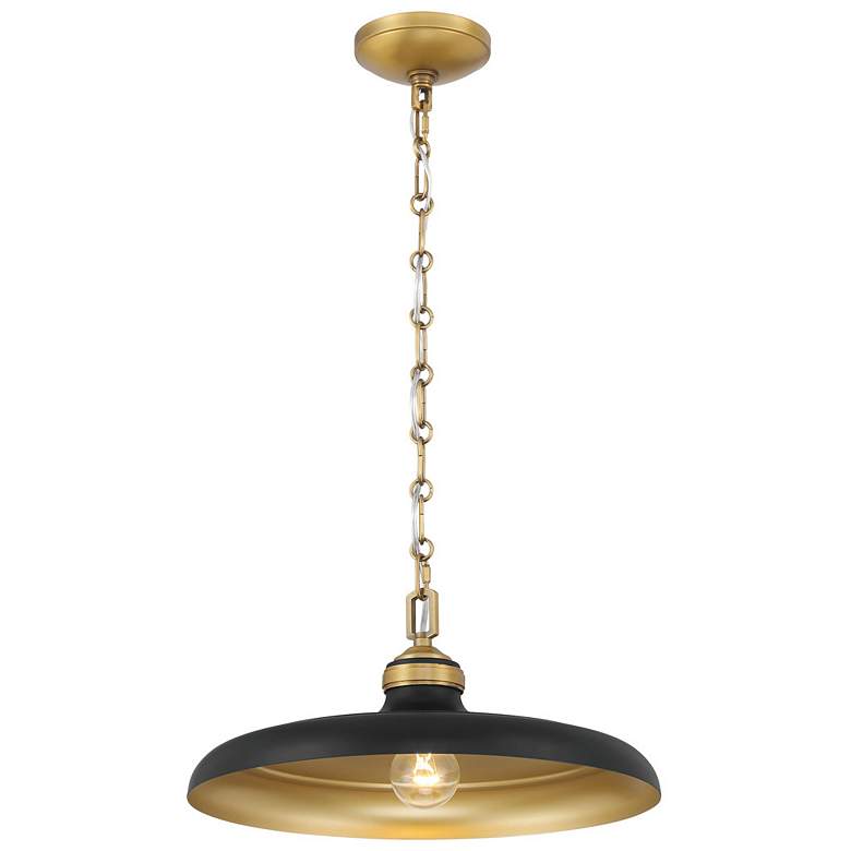 Image 1 Crowne 16" Wide Matte Black and Legacy Brass Pendant Light