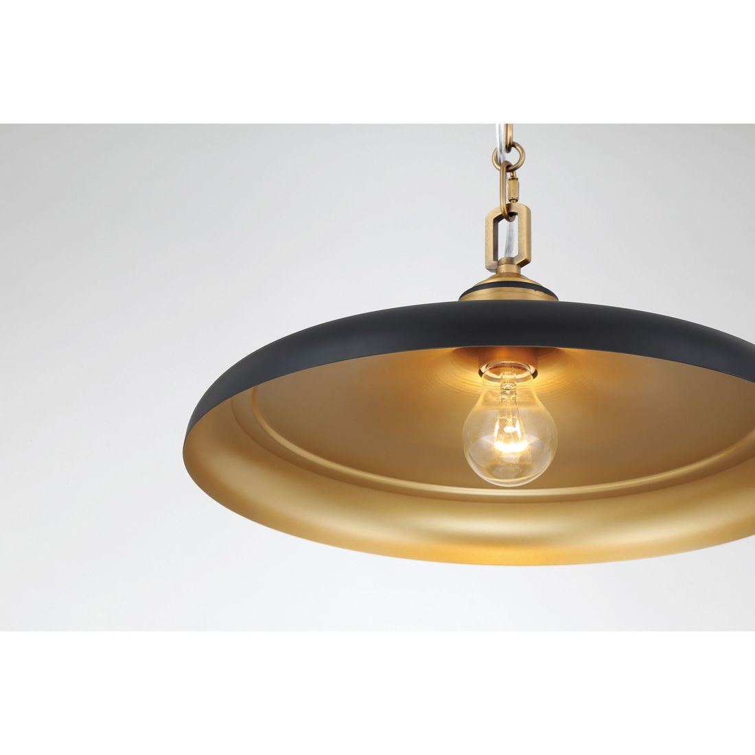 Crowne 16" Wide Matte Black and Legacy Brass Pendant Light
