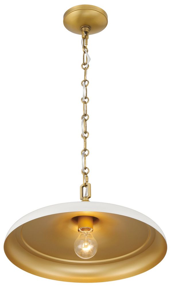Image 5 Crowne 16"W Legacy Brass and Off-White Cream Pendant Light more views