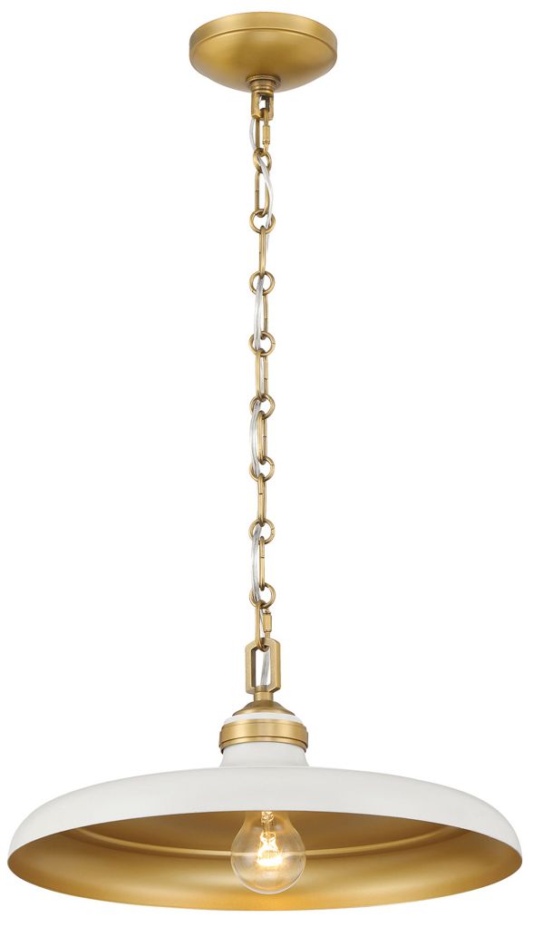 Image 6 Crowne 16"W Legacy Brass and Off-White Cream Pendant Light more views