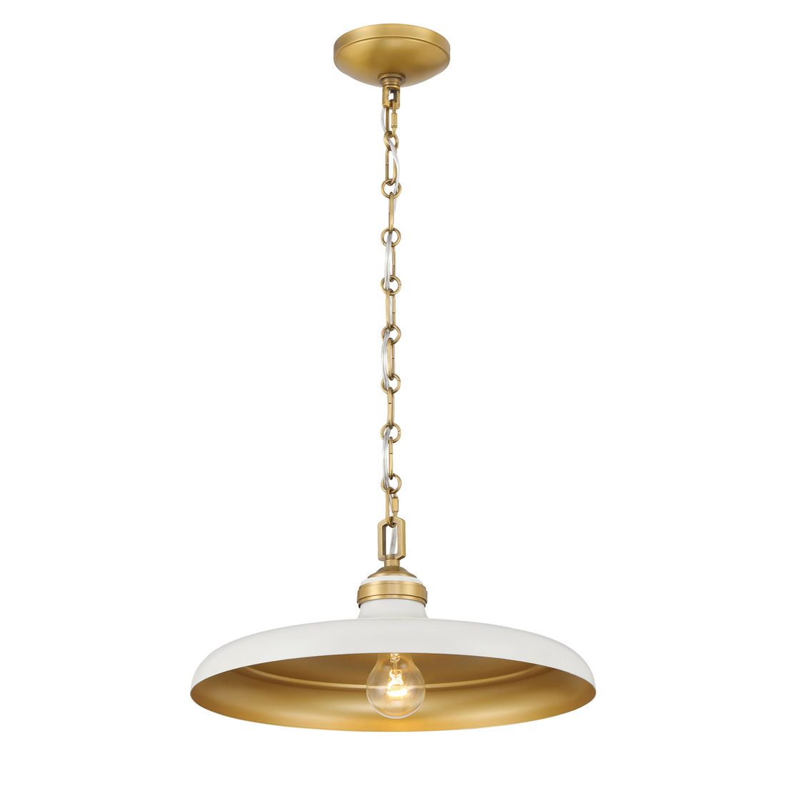 Image 7 Crowne 16"W Legacy Brass and Off-White Cream Pendant Light more views