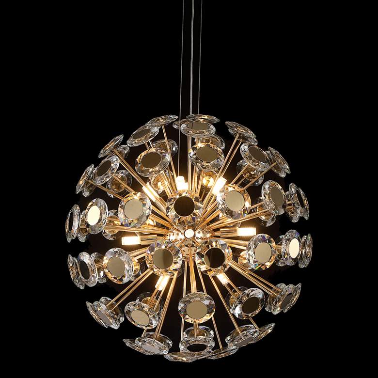 Image 1 Crowne 23 3/4 inch Wide Gold 12-Light Round Sputnik Chandelier