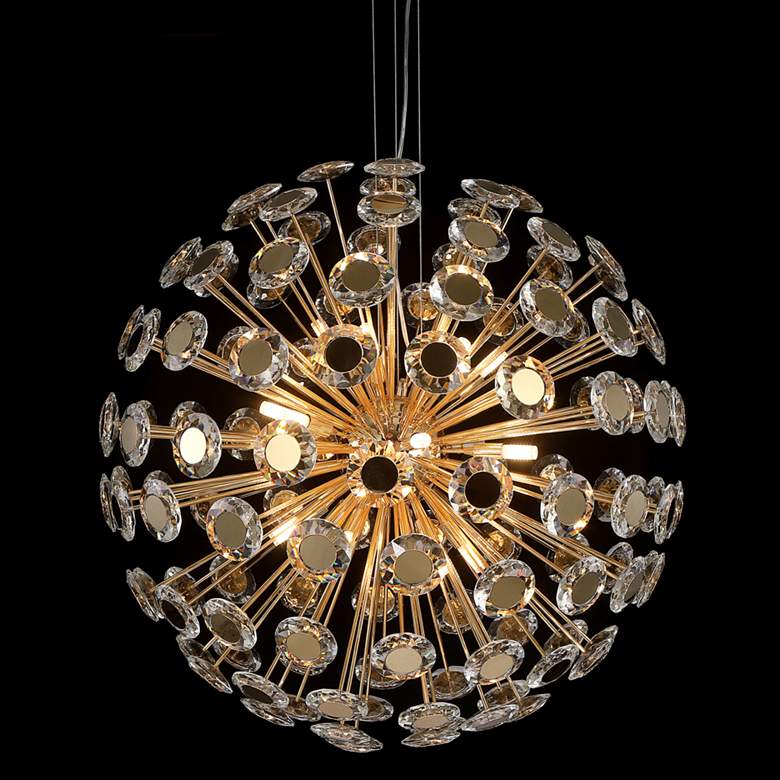 Image 1 Crowne 31 1/2 inch Wide Gold 12-Light Round Sputnik Chandelier