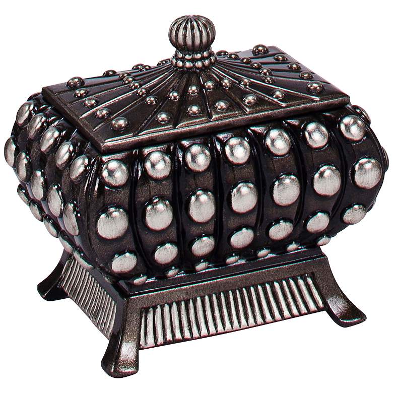 Image 1 Crowned Espresso and Silver Covered Box with Feet