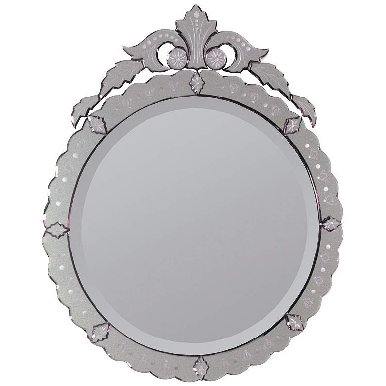 Image 1 Crowned Venetian Round 34 inch High Wall Mirror