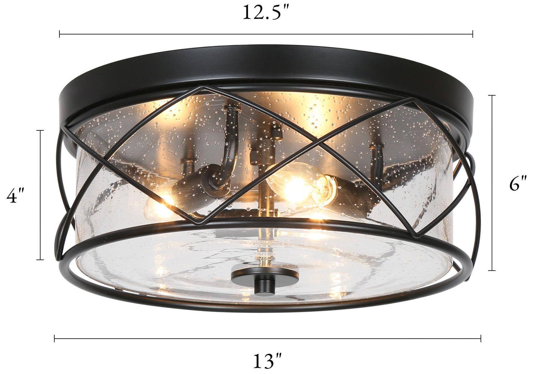 Image 2 Crslin 13" Wide Drum Seeded Glass 3-Light Ceiling Light more views