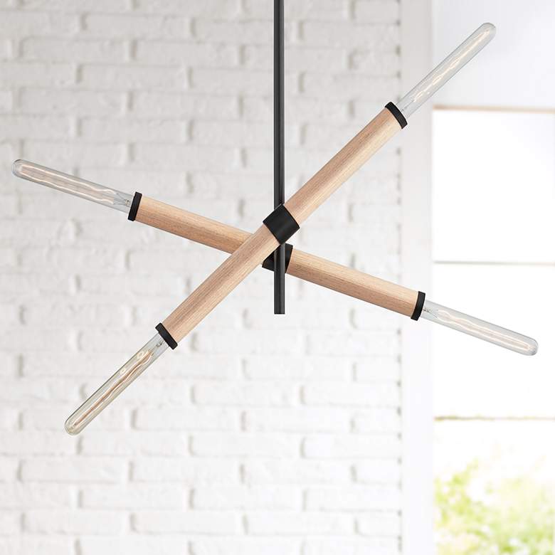 Image 1 Cruiz 37" Wide Soft Black 4-Light Island Chandelier