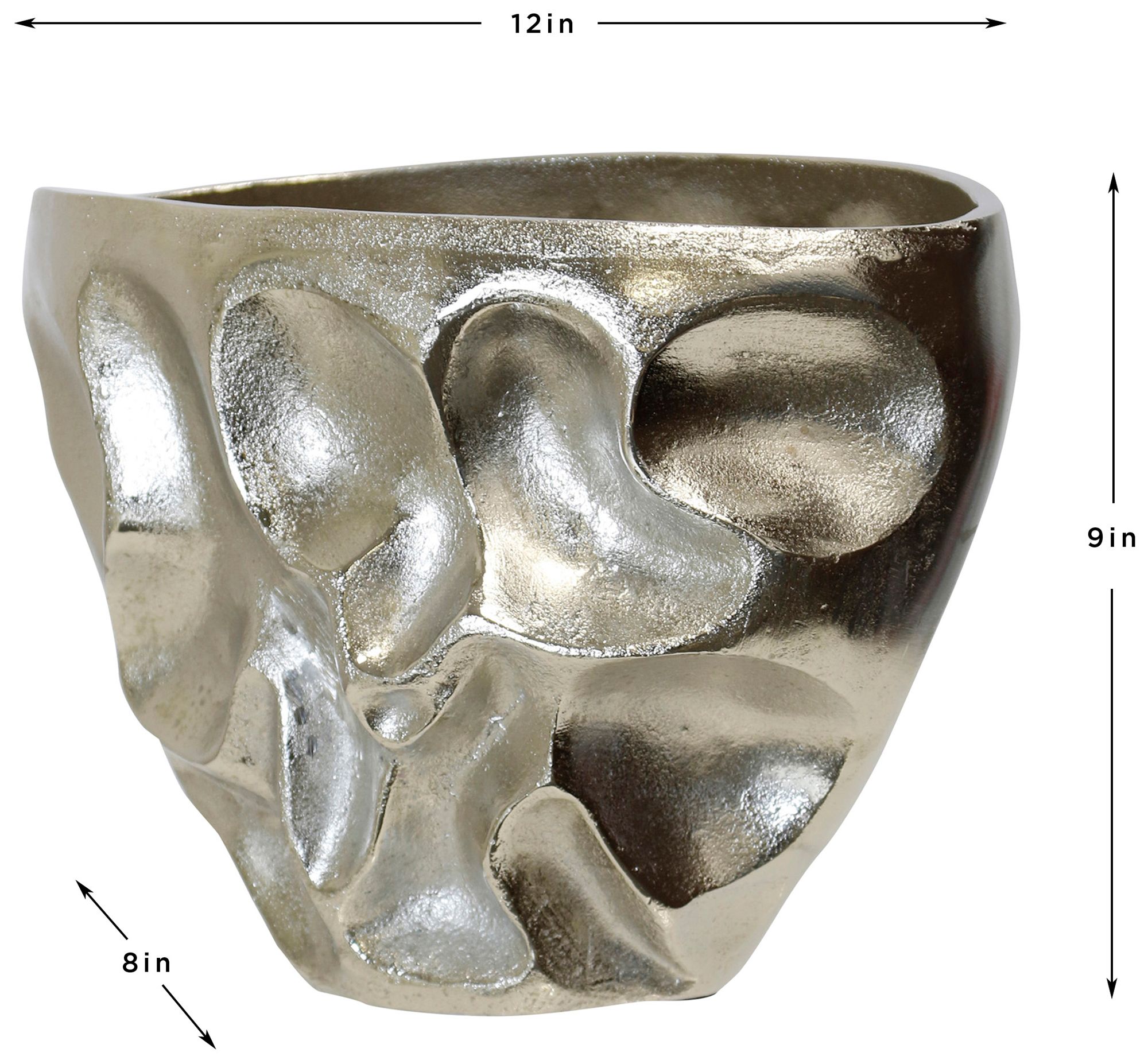 Image 3 Crumple Form Decorative Vase - Nickel Plated - 11.5"W x 8"D x 9"H more views