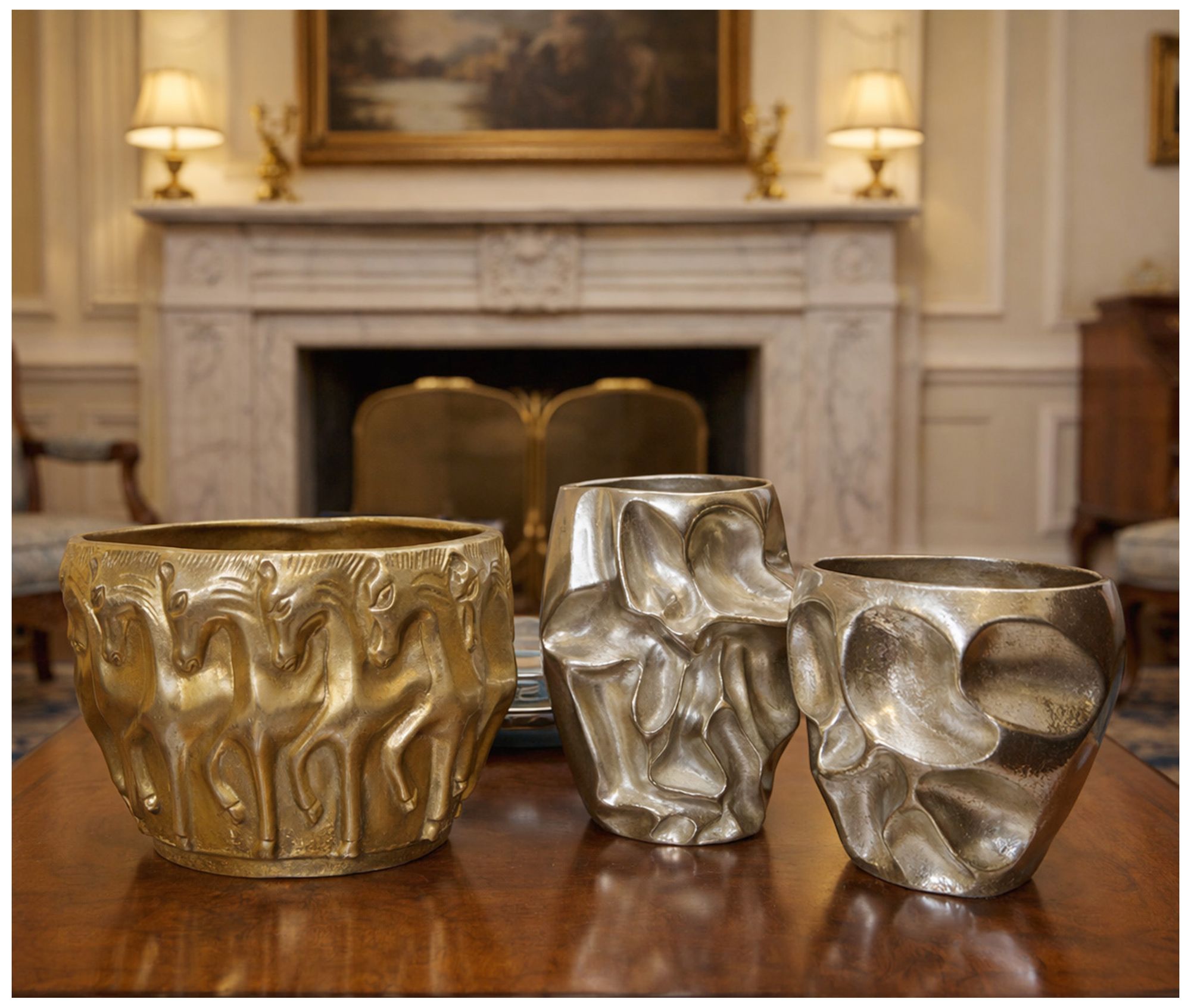 Image 2 Crumple Form Decorative Vase - Nickel Plated - 9"W x 9"D x 12"H more views