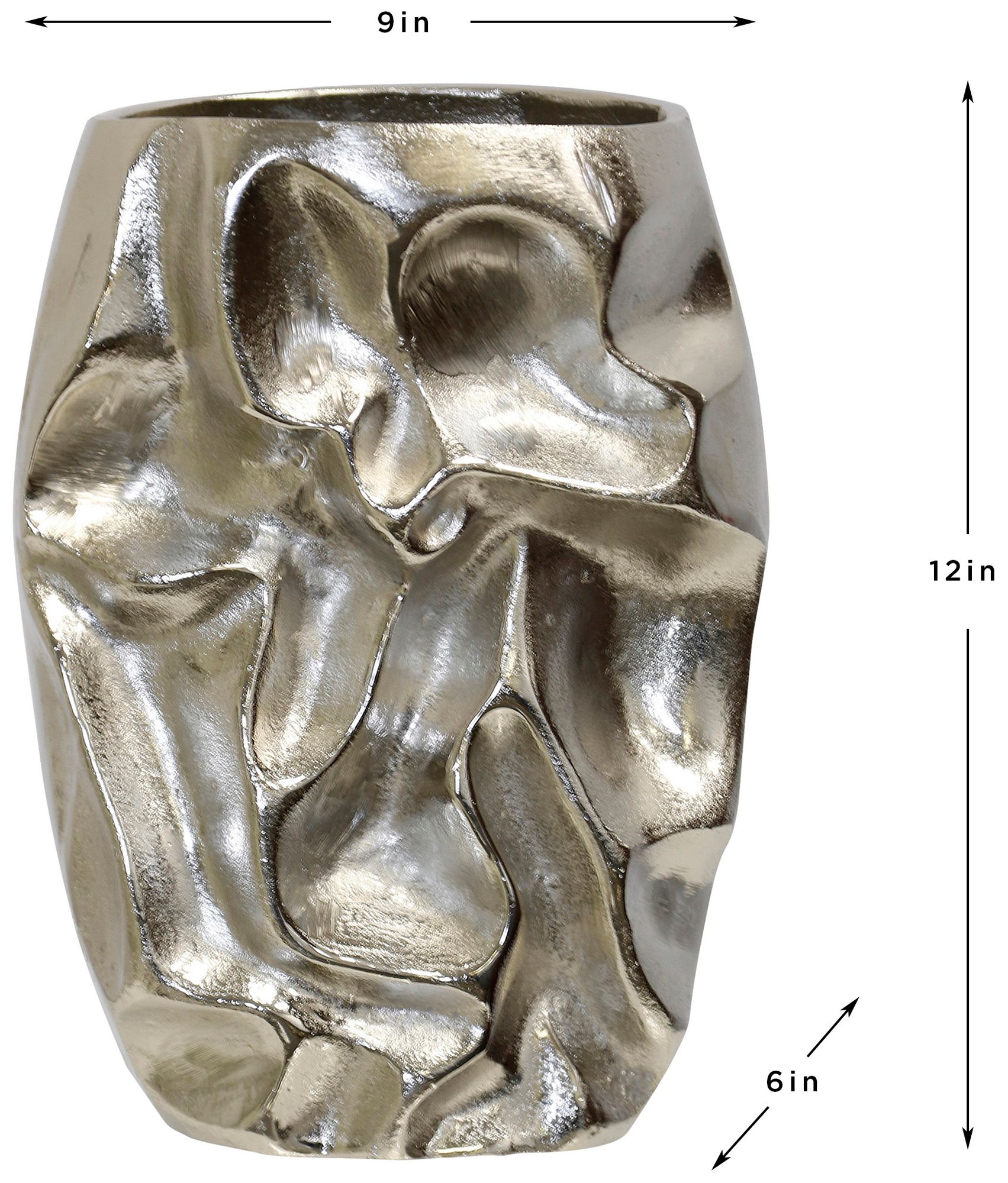Image 3 Crumple Form Decorative Vase - Nickel Plated - 9"W x 9"D x 12"H more views