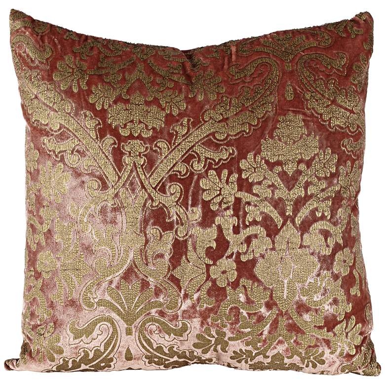 Image 1 Crushed Velvet Burgundy 18 inch Square Down Throw Pillow