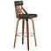 Crux 26 in. Swivel Barstool in Walnut Finish with Brown Faux Leather