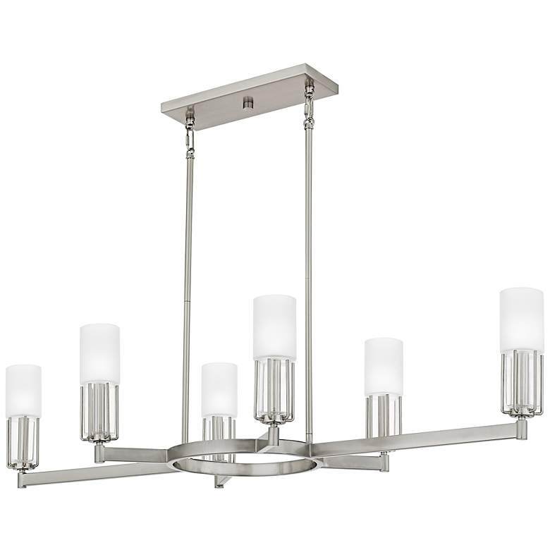 Image 1 Cruz 6-Light Brushed Nickel Linear Chandelier