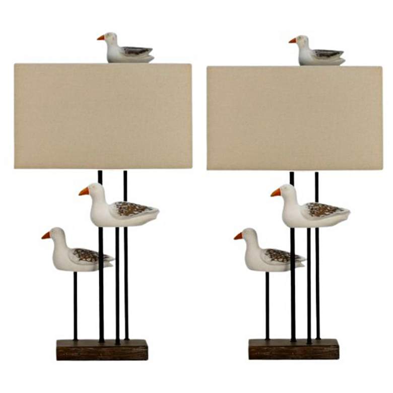 Image 1 Cruz Weathered Brown and White Seagull Table Lamps Set of 2