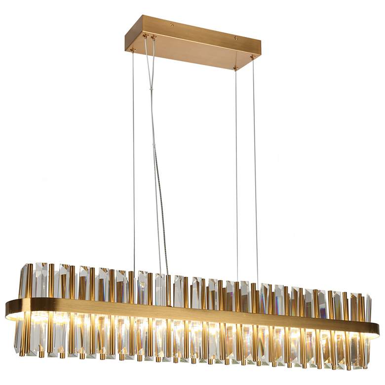 Image 1 Crygobar 1-Light LED Gold Crystal Island Chandelier