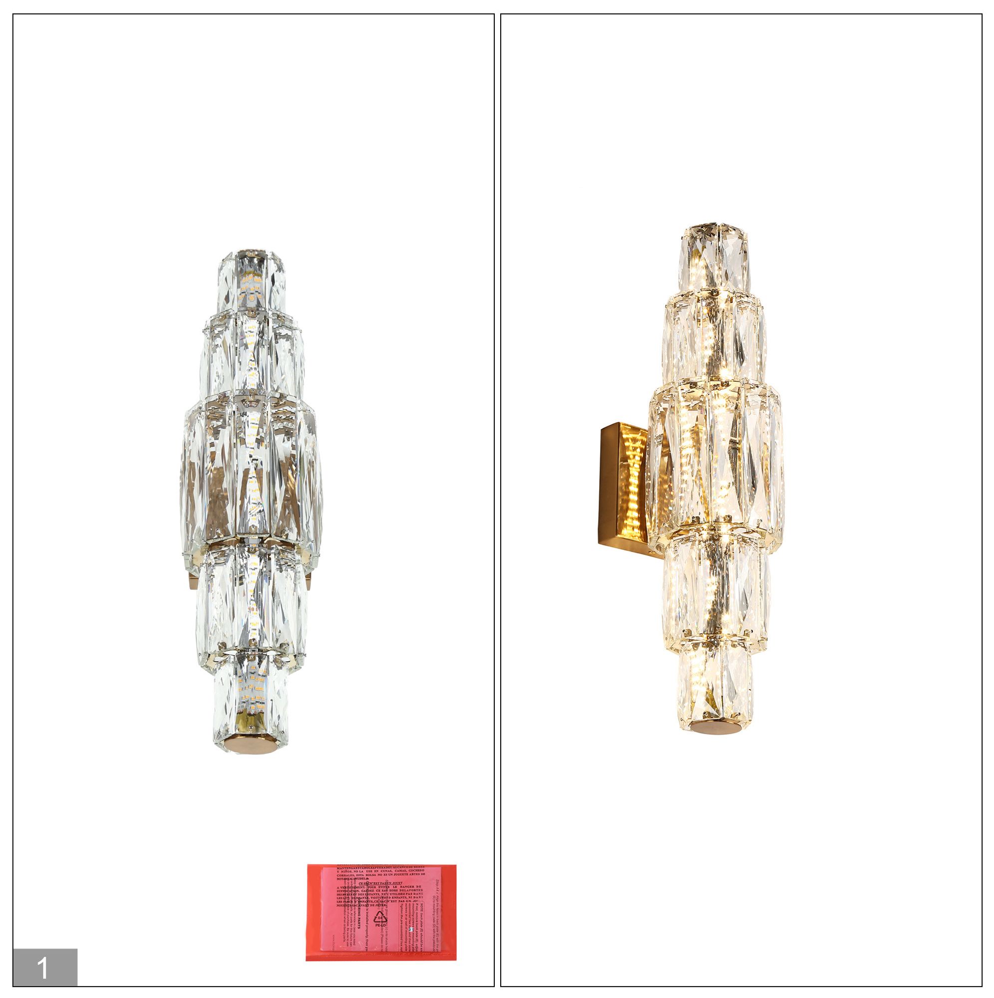 Cryptography 1-Light LED Gold Wall Sconces - Made to Order