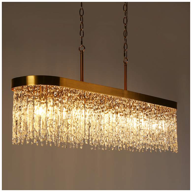 Image 2 Crysdroa 5-Light Gold Glass Island Chandelier more views