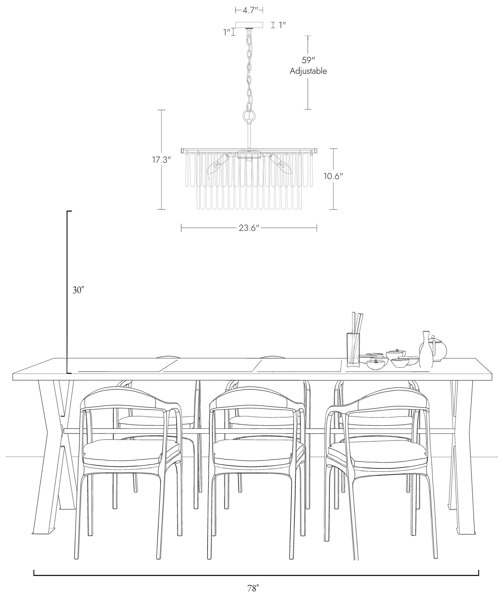 Crysdroa 6-Light Drum Glass Chandelier