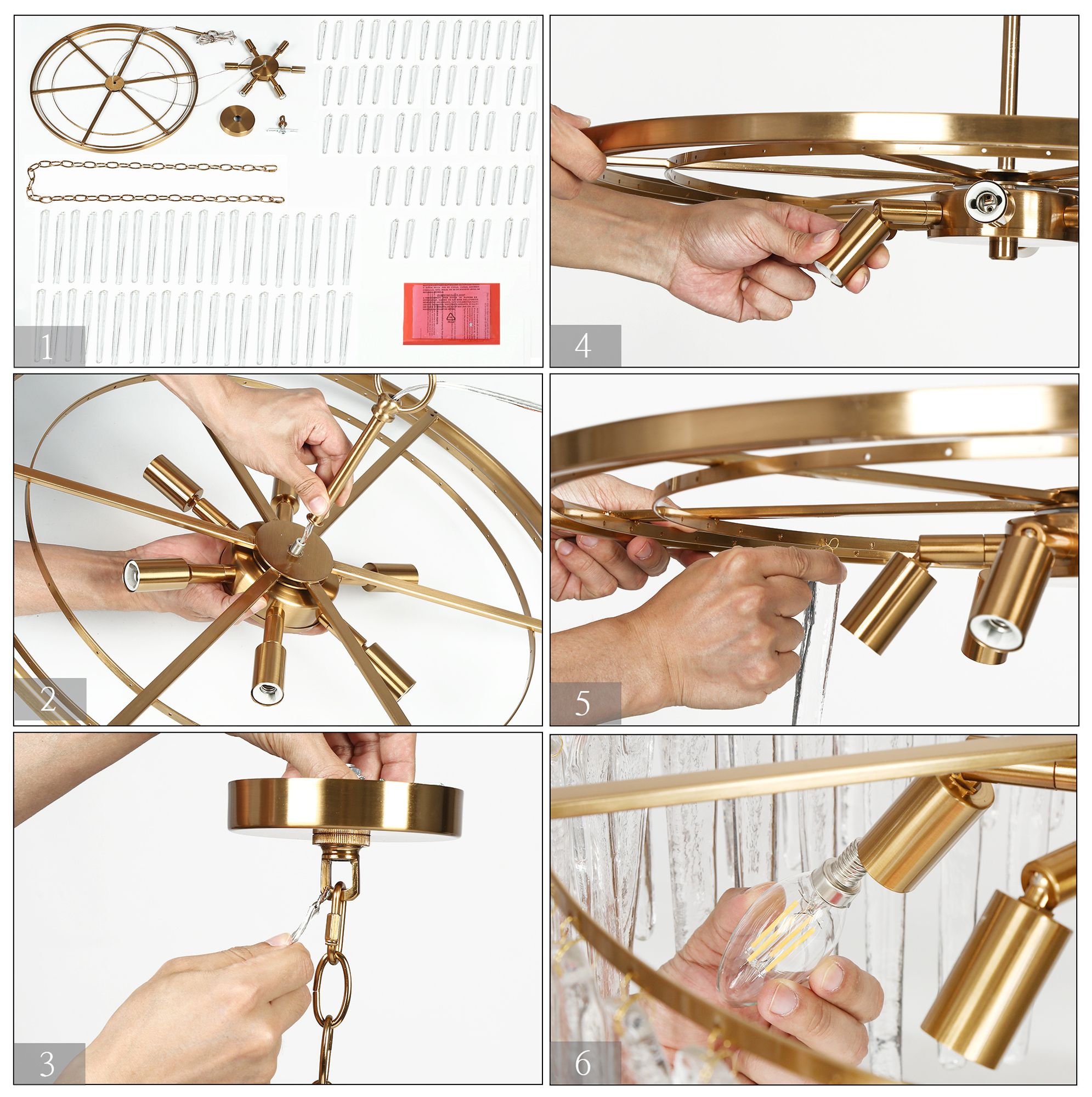 Crysdroa 6-Light Drum Glass Chandelier