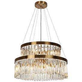 Image1 of Crysdroa 6-Light Gold 2-Tier Glass Chandelier