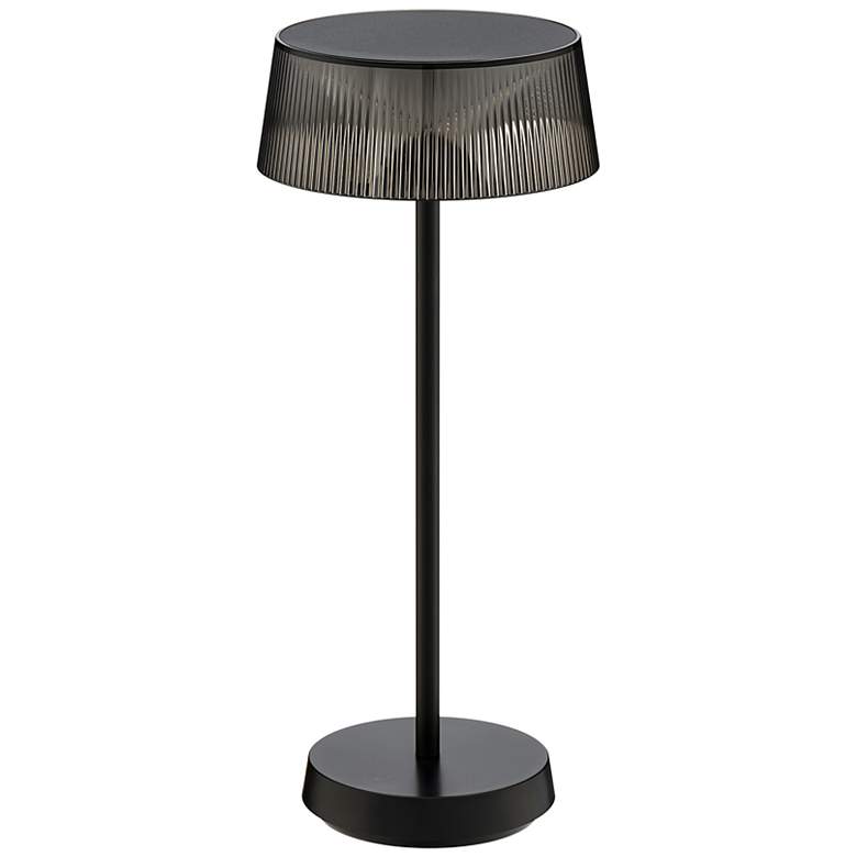 Image 1 Crystal 14.38"H x 6"W 1-Light Rechargeable Table Lamp in Black
