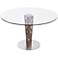 Crystal 48" Wide Glass and Walnut Veneer Round Dining Table