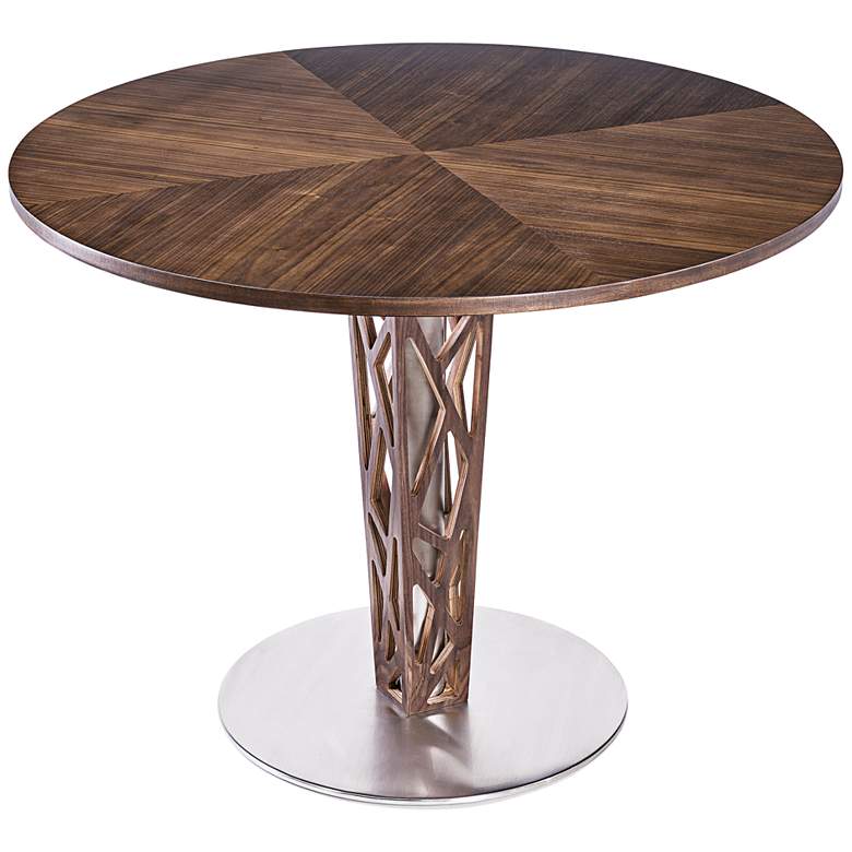 Image 1 Crystal 48 inch Wide Walnut Veneer Round Dining Table