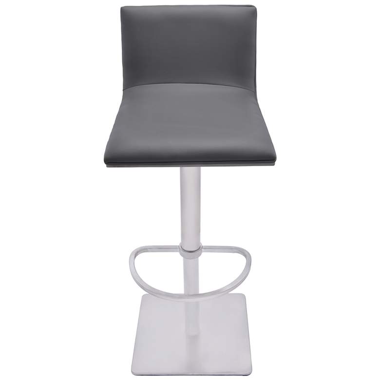 Image 1 Crystal Adjustable Swivel Barstool in Grey Faux Leather and Chrome Finish