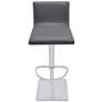Crystal Adjustable Swivel Barstool in Grey Faux Leather and Chrome Finish