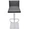 Crystal Adjustable Swivel Barstool in Grey Faux Leather and Chrome Finish